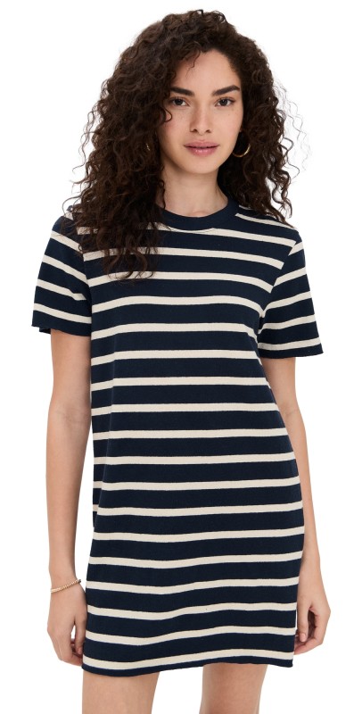 perfectwhitetee Striped Recycled Cotton Dress Navy/Natural Stripe