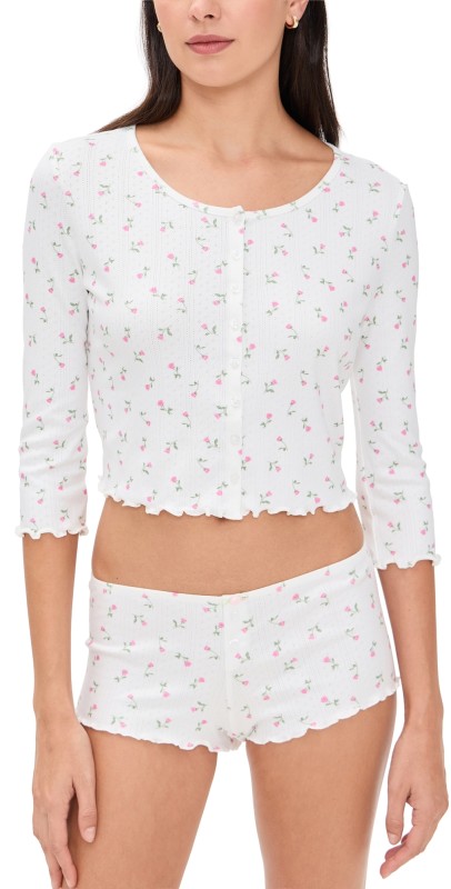 For Love & Lemons Elliana Cardigan White