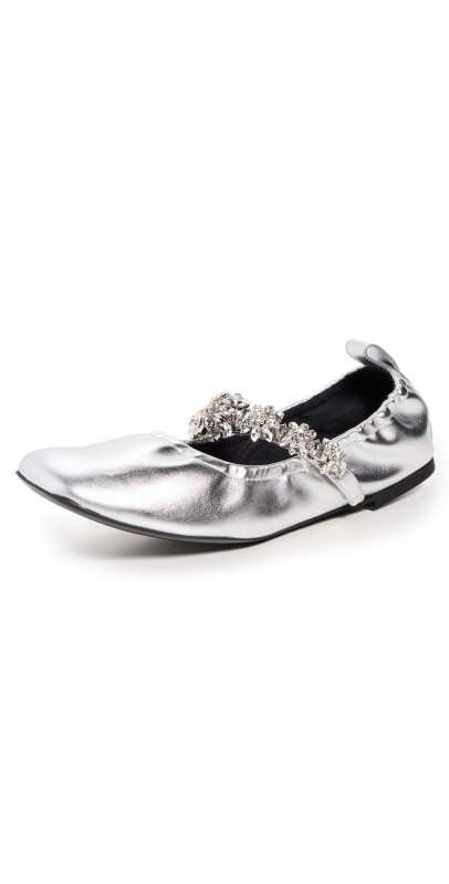 Stella McCartney Elsa Soft Alter Metal Flats Silver