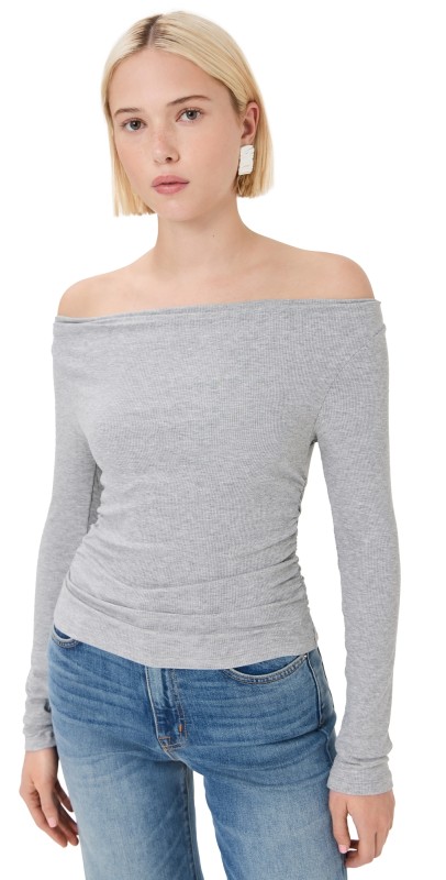 LE BOP Scarlet Off Shoulder Top Heather Grey