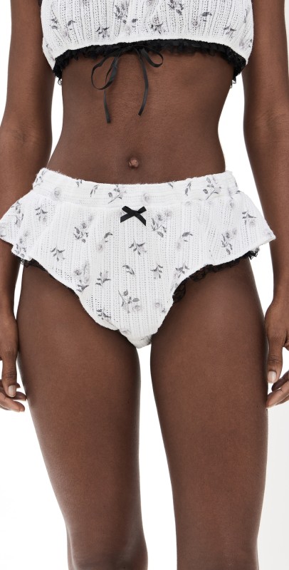 For Love & Lemons Fawn Sleep Shorts White