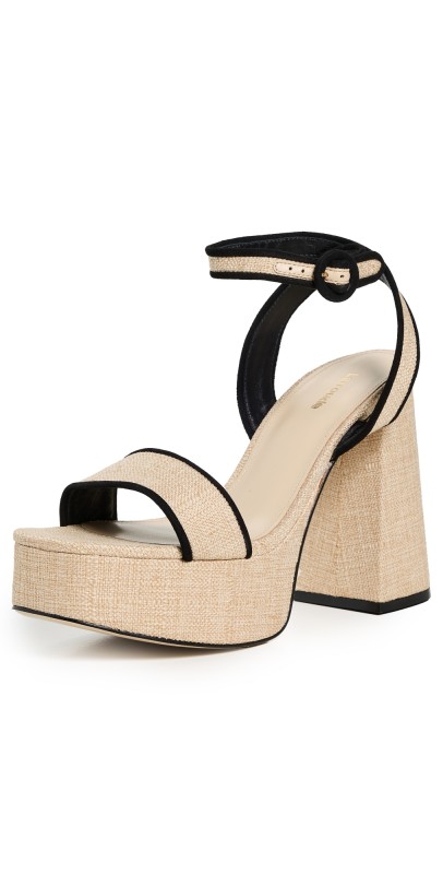 Larroudé Dolly Platform Sandals Beige/Black