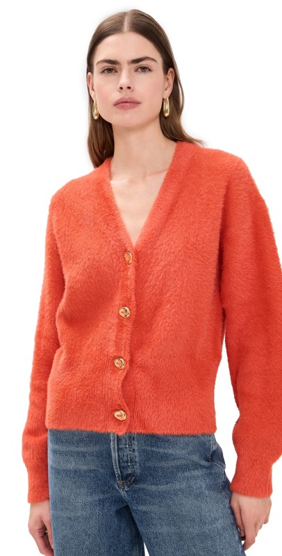 Stine Goya Long Sleeve Dropped Shoulder Cardigan Summer Fig