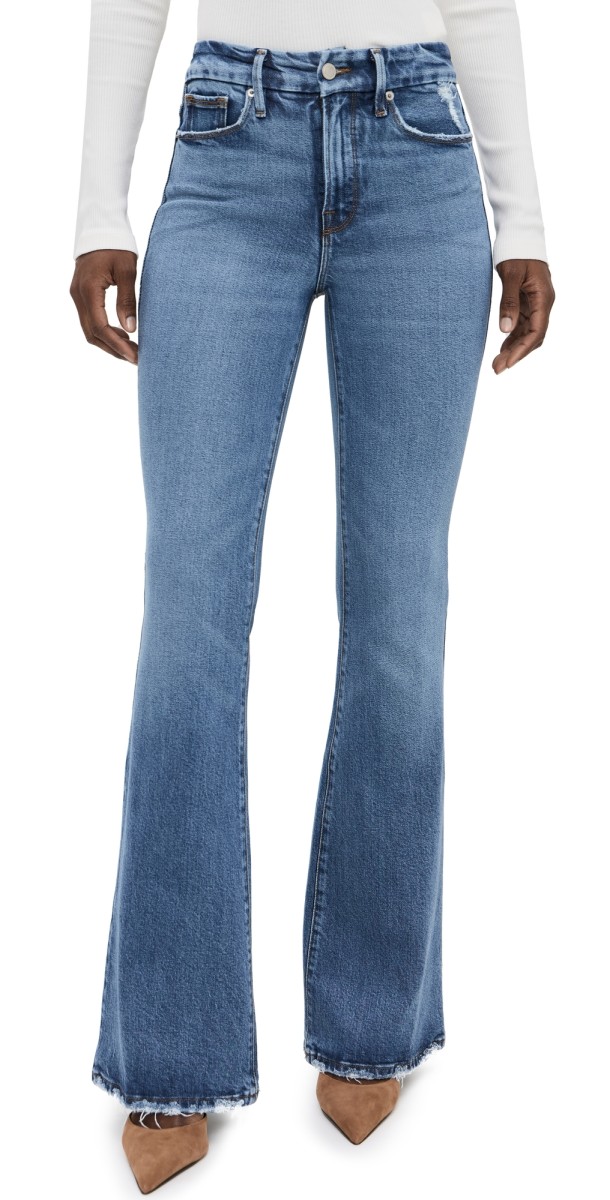 Good American Good Legs Flare Deep V Yoke Jeans Indigo513