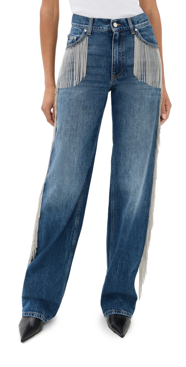 Stella McCartney Dark Blue Wide Leg With Chain Fringes Dark Blue