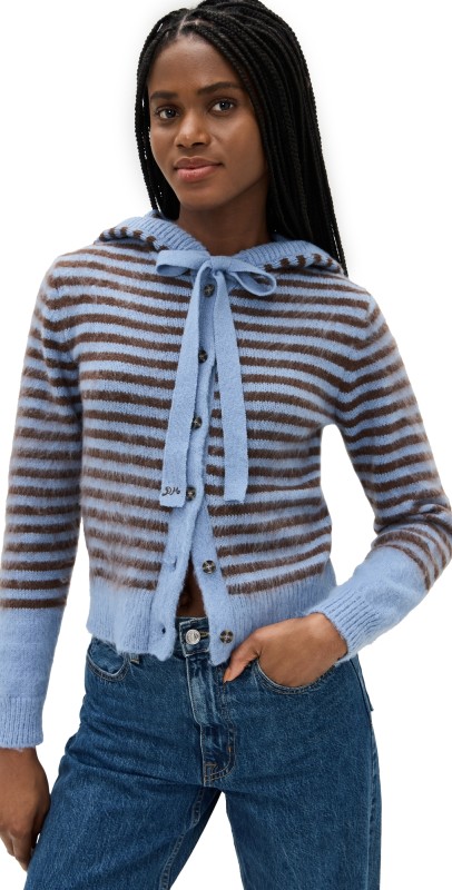 Damson Madder Ruthie Bonnet Cardi Blue/Brown Stripe