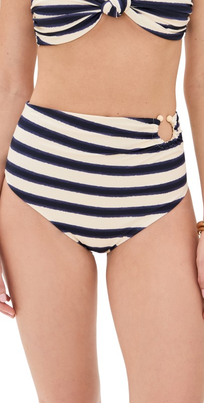 Johanna Ortiz Marinera Bikini Bottoms Swim Tie Dye Lines/Ecru/Blue