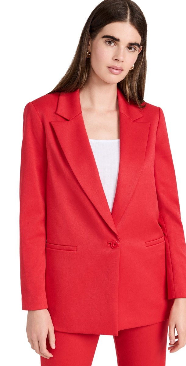 alice + olivia Denny Notch Collar Boyfriend Blazer Perfect Ruby
