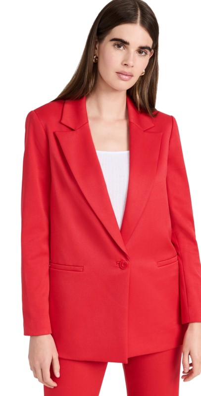 alice + olivia Denny Notch Collar Boyfriend Blazer Perfect Ruby