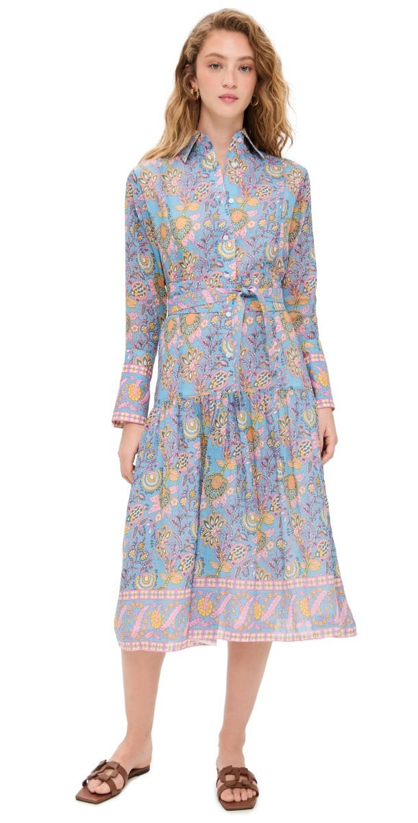 Bell Kathy Shirt Dress Blue Yellow Print