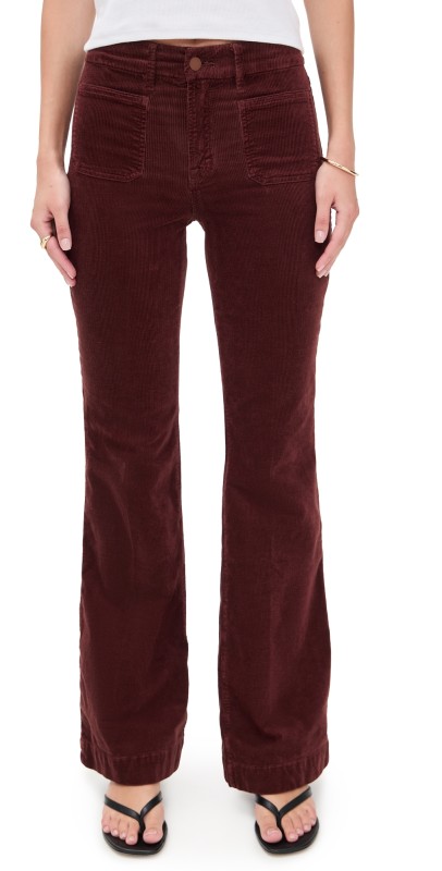 Good American Good Legs Flare Corduroy Pants Walnut004