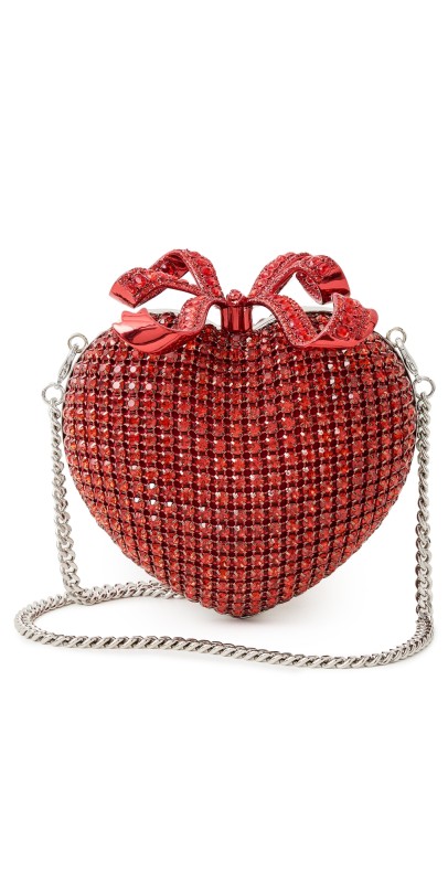 Self Portrait Red Crystal Heart Clutch Color