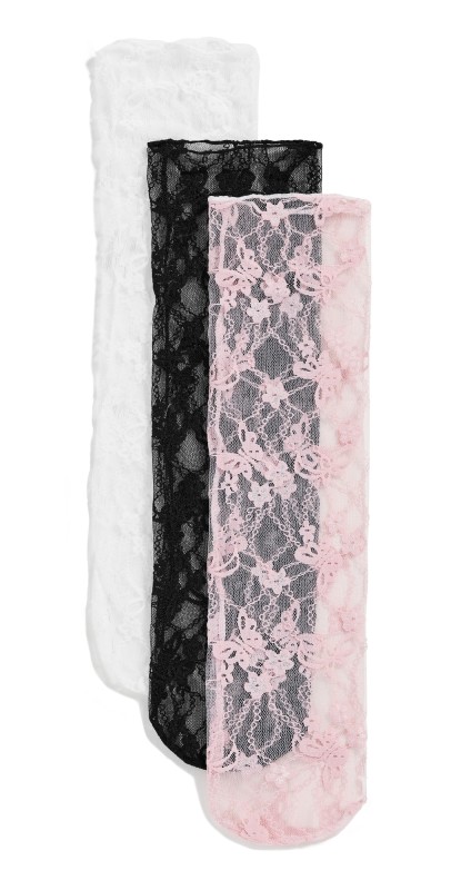 Stems Cassie Lace Crew Socks 3 Pack Ivory/Black/Ros