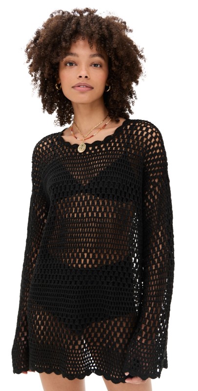 Show Me Your Mumu Paula Pullover Black Crochet