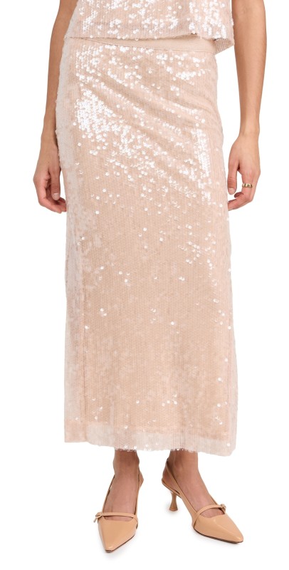 Ramy Brook Annita Skirt Nude Sequin