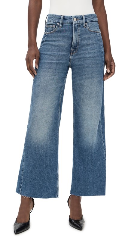 Good American Good Skate Cropped Wide Jeans Indigo1005