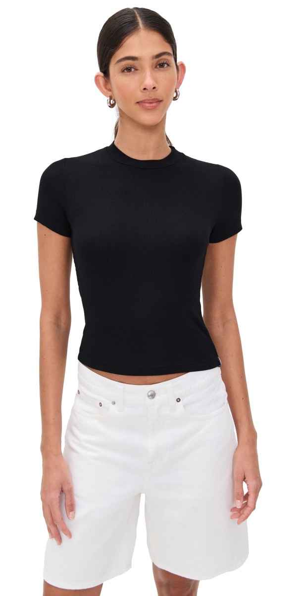 Stateside Fine 2x1 Rib Baby Tee Black