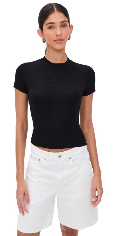 Stateside Fine 2x1 Rib Baby Tee Black