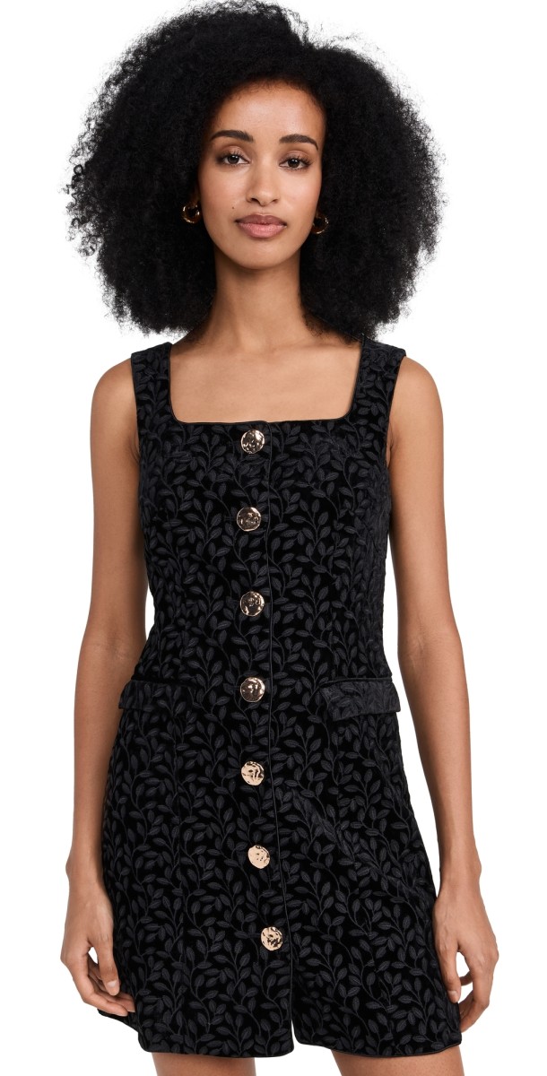 SALONI Mika Velvet Dress Noir Featherleaf