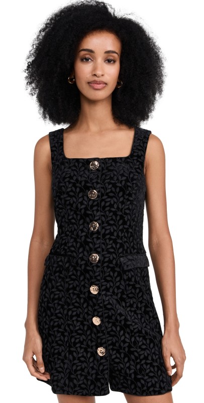 SALONI Mika Velvet Dress Noir Featherleaf