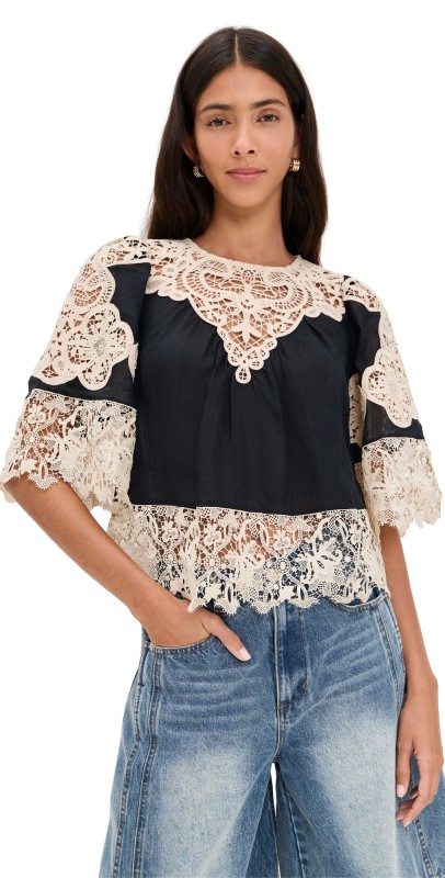 Sea Medina Lace Top Black