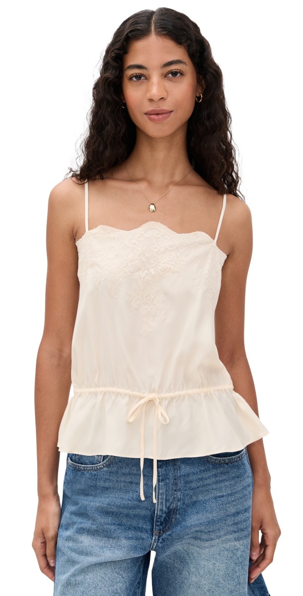 Reformation Silvia Silk Top Fior Di Latte