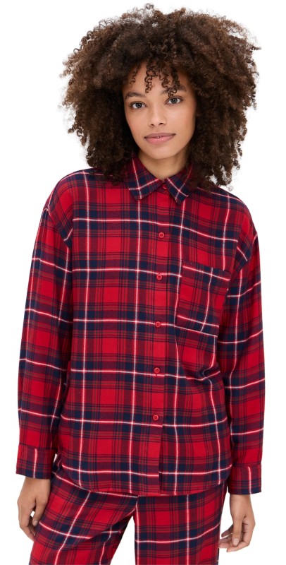 Z Supply River Plaid Button Up Haute Red
