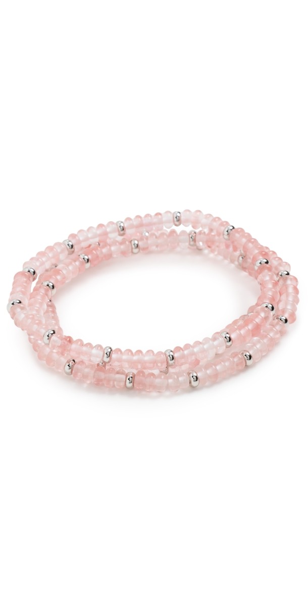 Luv Aj The Coquille Beaded Bracelet Set Silver