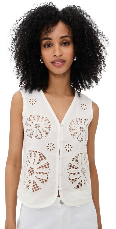ALIGNE Chloe Broderie Vest White