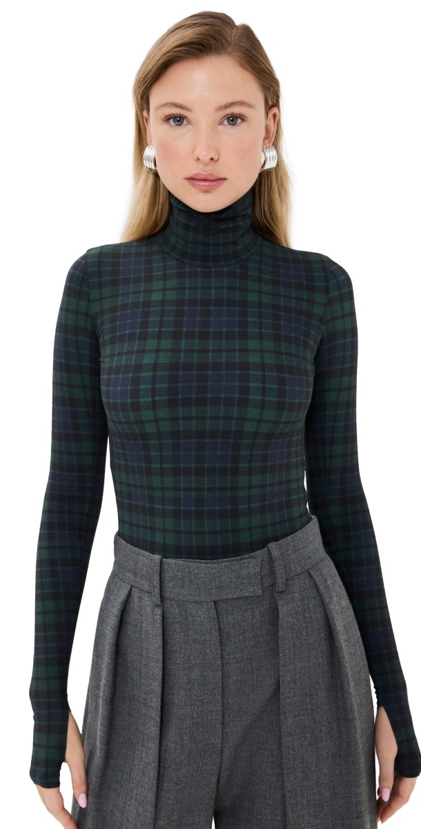 Commando Classic Turtleneck Thong Bodysuit Tartan Plaid