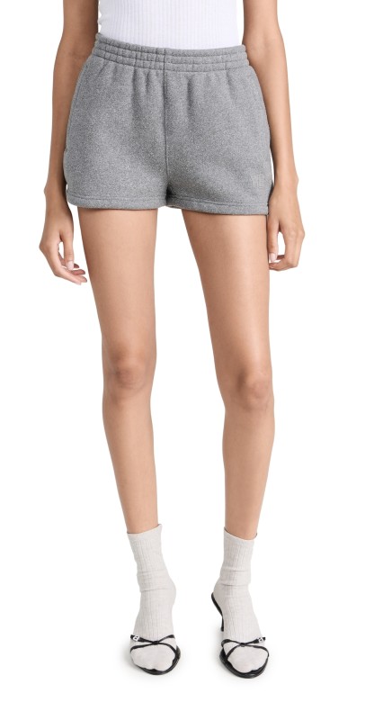 Alexander Wang Glitter Essential Terry Sweatshorts with Puff Logo Sidewalk