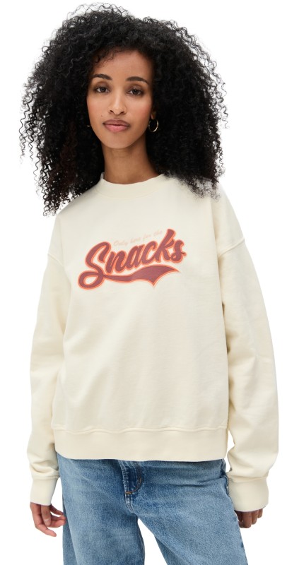 State & Lake Only Here for the Snacks Sweatshirt Ivory