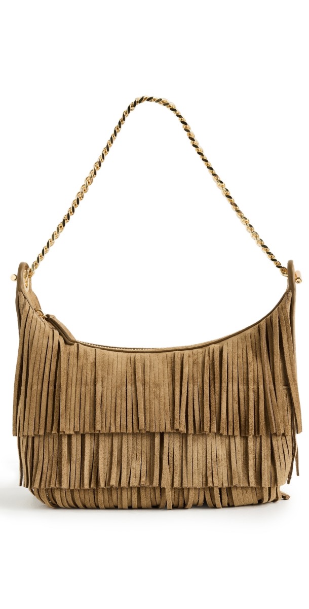 Veronica Beard Small Suede Fringe Fortune Hobo Bag Acor