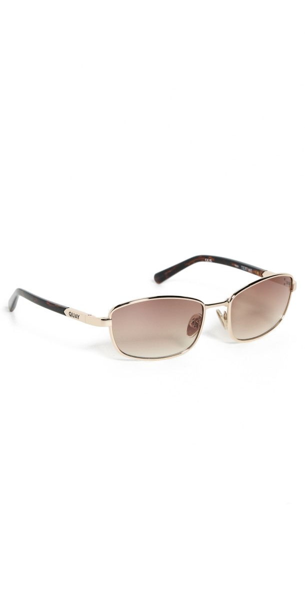 Quay Text Me Sunglasses Gold/Sepia