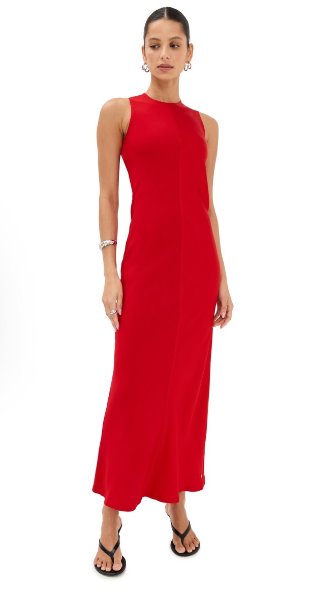 AMI Long Straight Dress Coquelicot