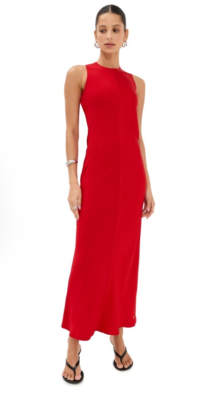 AMI Long Straight Dress Coquelicot