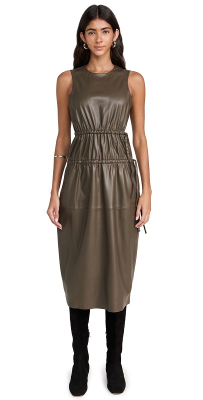 Proenza Schouler White Label Faux Leather Tank Top Dress Wood