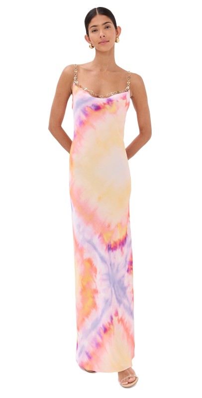 rabanne Tie-Dye Long Dress Tie And Dye Orange