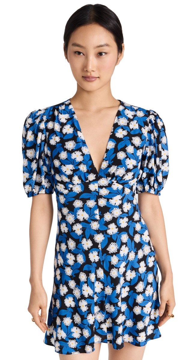 STAUD Mini Milla Dress White Acid Floral