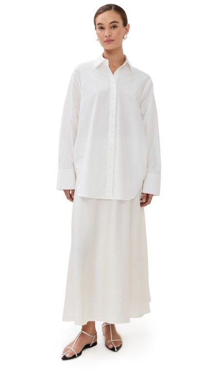 Róhe Poplin Silk Combined Gilet Dress Optic White