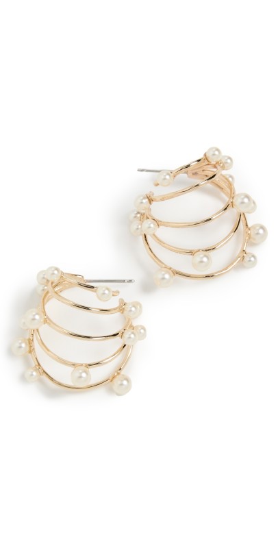 Tory Burch Pearl Multi Hoop Earrings Tory Gold/Pearl