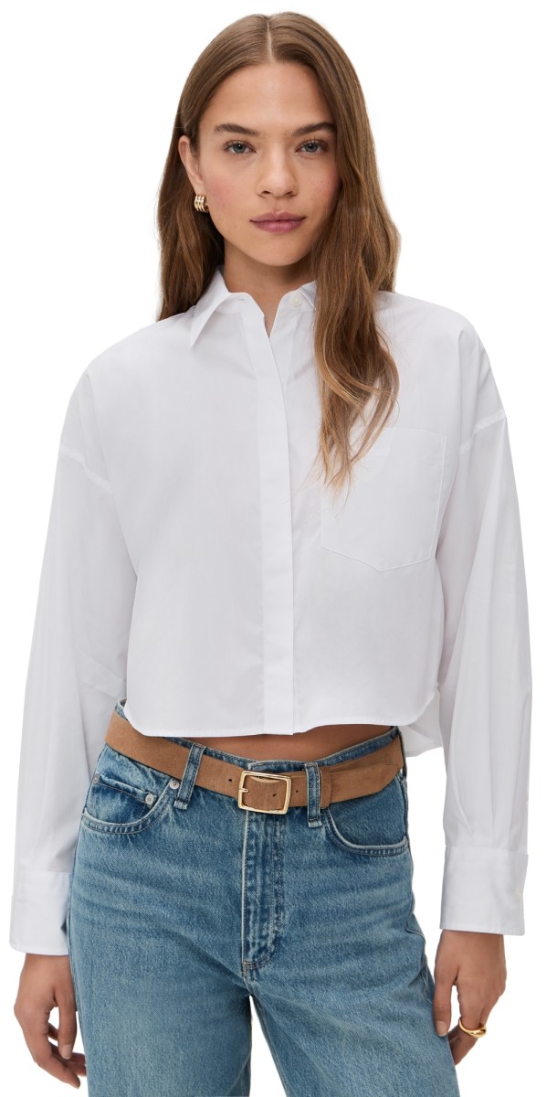 rag & bone Marin Cropped Shirt White