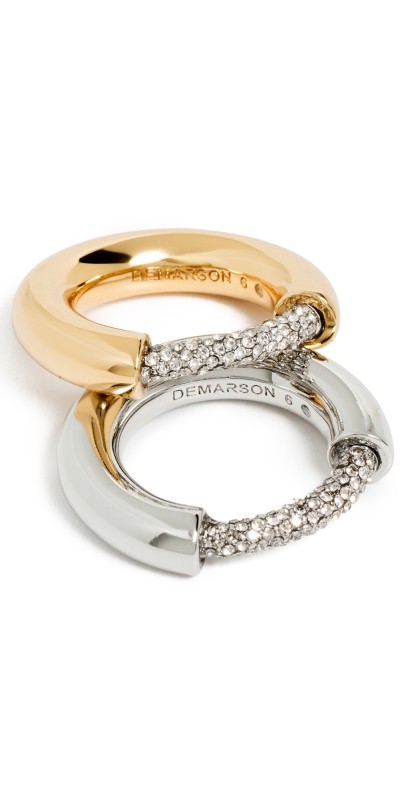 DEMARSON Bracie Stackable Ring Set Gold/Silver/Crystal