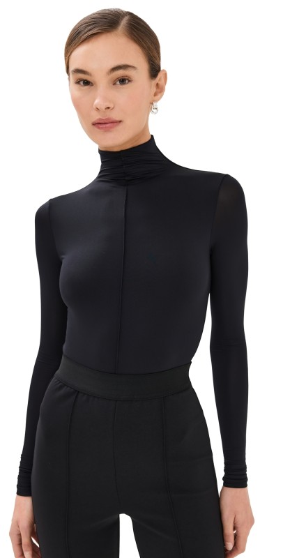 WARDROBE. NYC RHW Long Sleeve Thong Bodysuit Black