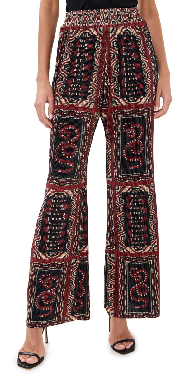 FARM Rio Snake Scarves Black Pleated Pants Snake Scarves Black