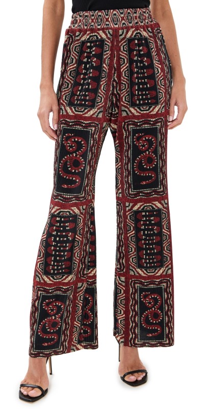 FARM Rio Snake Scarves Black Pleated Pants Snake Scarves Black