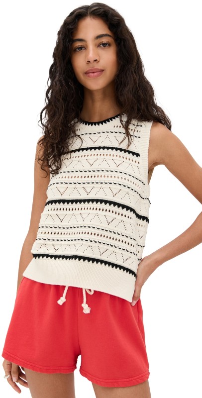Varley Athena Pointelle Knit Vest Egret