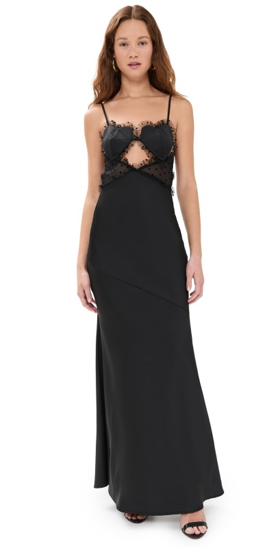 For Love & Lemons Val Maxi Dress Black