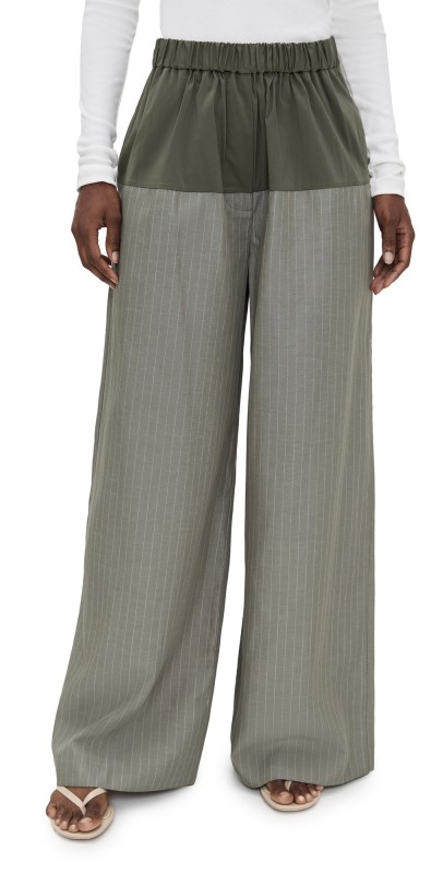 St. Agni Relaxed Splice Pants Khaki Pinstripe