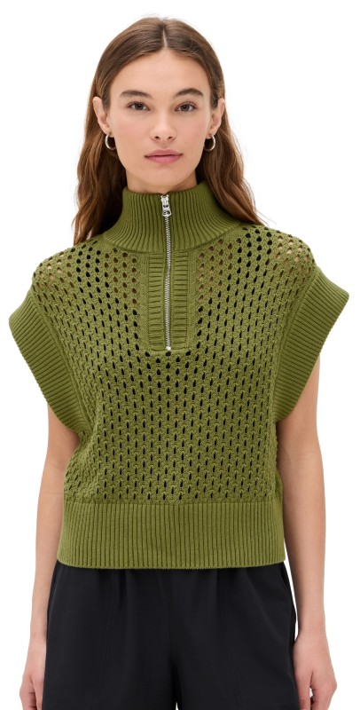 Varley Gaines Half Zip Knit Sweater Fresh Fern